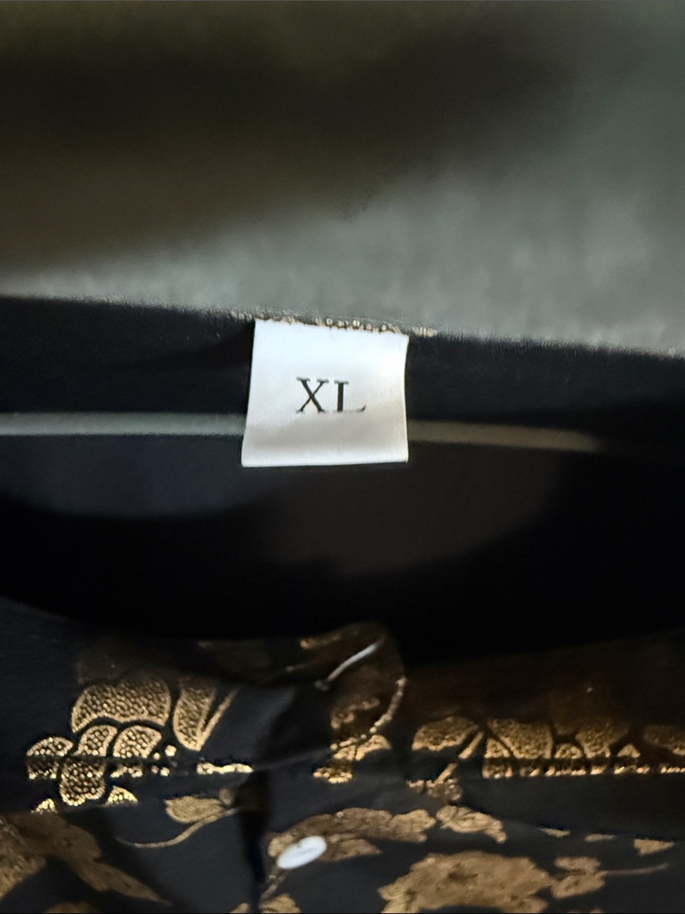 Men's Black Short-Sleeve Shirt with Gold Floral Print - Picture 2 of 6